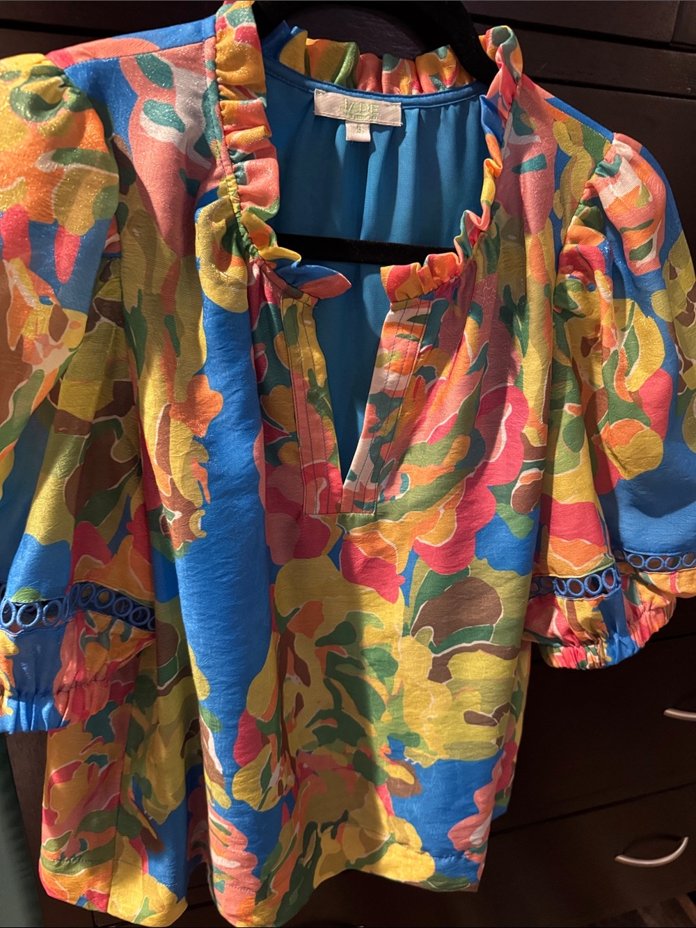 Jade Multicolor Floral Puff-Sleeve Tunic